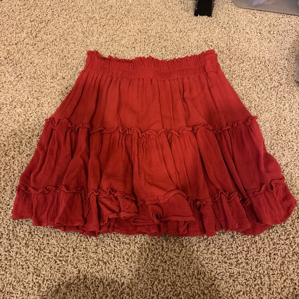 Vestique Red Bubble Mini Skirt with Ruffled Tiers